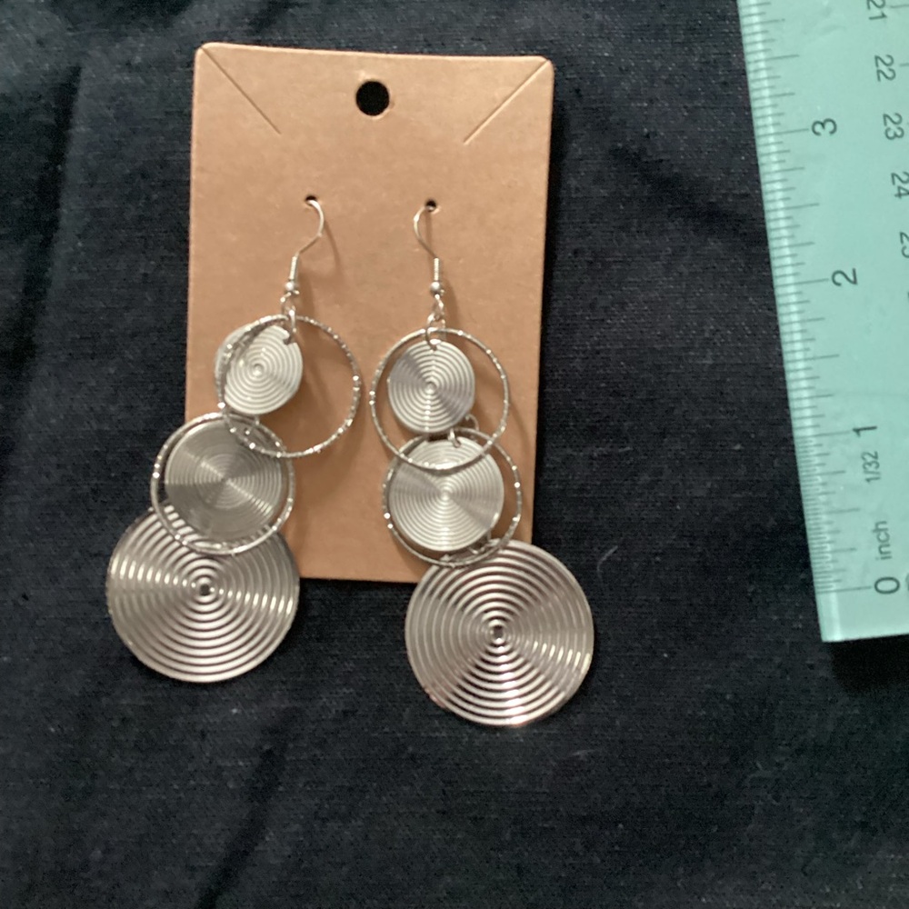 Silver a disc Shape Earrings